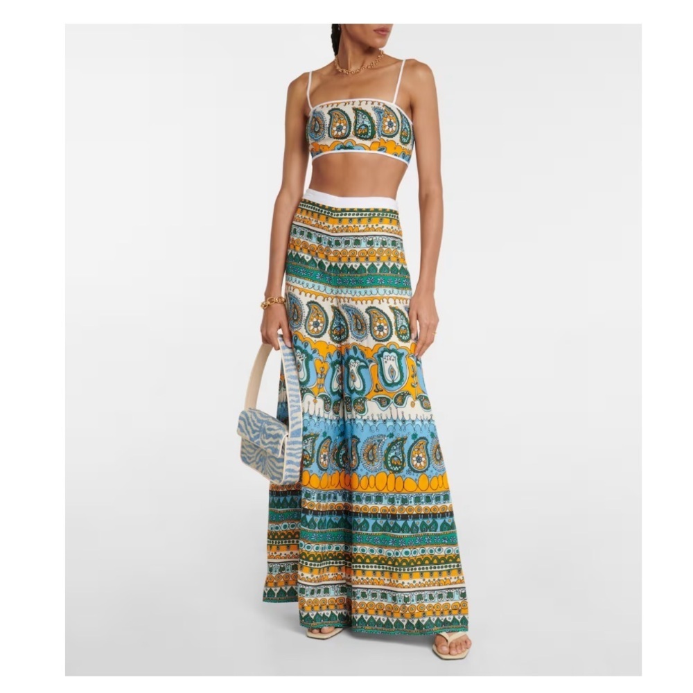 STAUD Bomber Linen Top in Ibiza Paisley- Size 10.